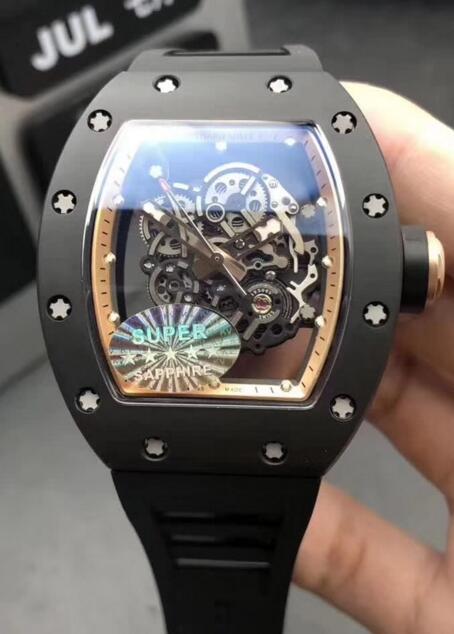 Richard Mille Rm055 black Ceramic black Rubber mens watch replica